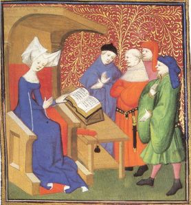 Christine de Pizan lecturing men Image from Wikimedia Commons 