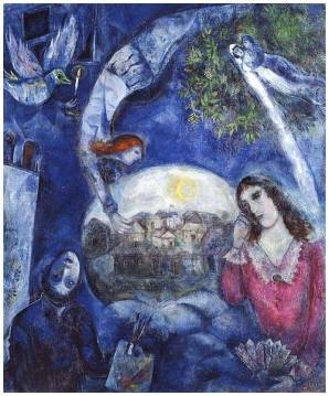 Autour d'elle, oil on fabric by Marc Chagall (1887-1985), French artisit, Belarusian ethnic