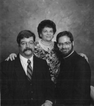 Chris and Dan on either side of their mother, Yvonne.