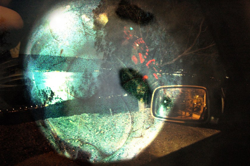 Kinneret IX photo collage / digital art dancing light and dark dissonance